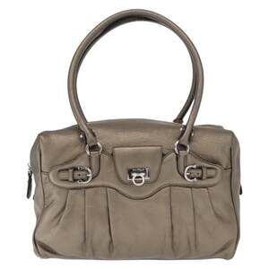 Salvatore Ferragamo Leather Gancini Handbag Gold